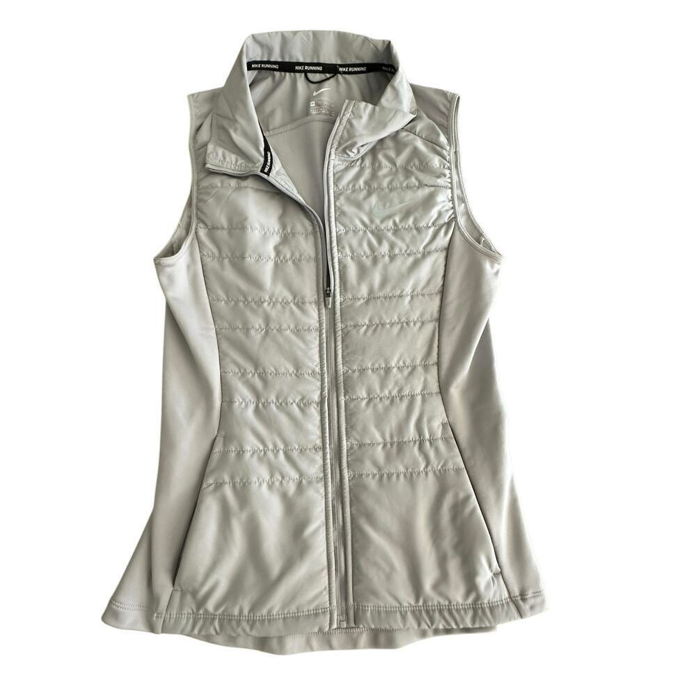 Nike Aeroloft Women's Gray & Silver Zip Up Running Quilted Vest Size XS